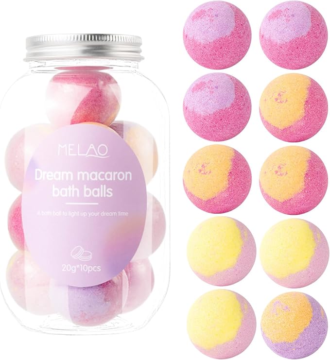10 Bath Bombs with Essential Oil for Women Spa Gift Set Relaxing Birthday Gift for Best Friends Bubble Bath Skincare Relaxation Aromatherapy(Pink Jar)