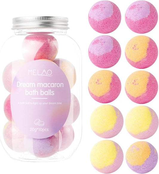 10 Bath Bombs with Essential Oil for Women Spa Gift Set Relaxing Birthday Gift for Best Friends Bubble Bath Skincare Relaxation Aromatherapy(Pink Jar)