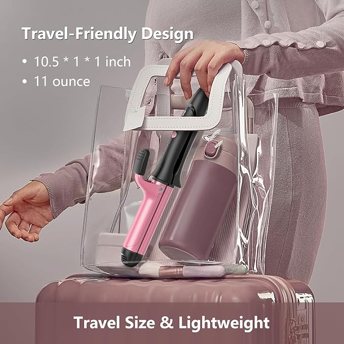 1 Inch Travel Curling Iron & Straightener: Dual Voltage Curling Iron, 2 in 1 for European Travel with 3 Temp Adjustments| Auto Shut-Off| Ceramic Coating