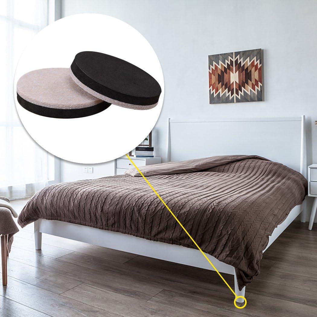 24 PCS 2.5" Felt Furniture Movers Sliders for Hardwood Floors, Reusable Felt Furniture Moving Pads, Sliders for Moving Heavy Sofa Couch Fridge, Furniture Glides Easily and Quickly (Beige, Round)