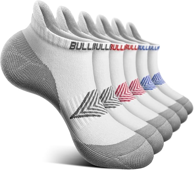 BULLIANT Men Running Socks 6Pairs-Ankle Athletic Socks Wicking Cushioned for Men Walking-Arch Compression Support