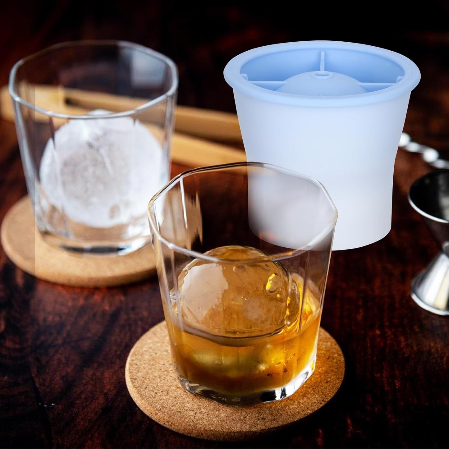 Round Ice Cube Molds 3 Pieces, Silicone Sphere Ice Mold Maker, Stackable Easy Release Circle Ice Cube Mold with Lids, Spherical Ice Makers with Lids for Whiskey, Cocktails, Bourbon, and Drinks