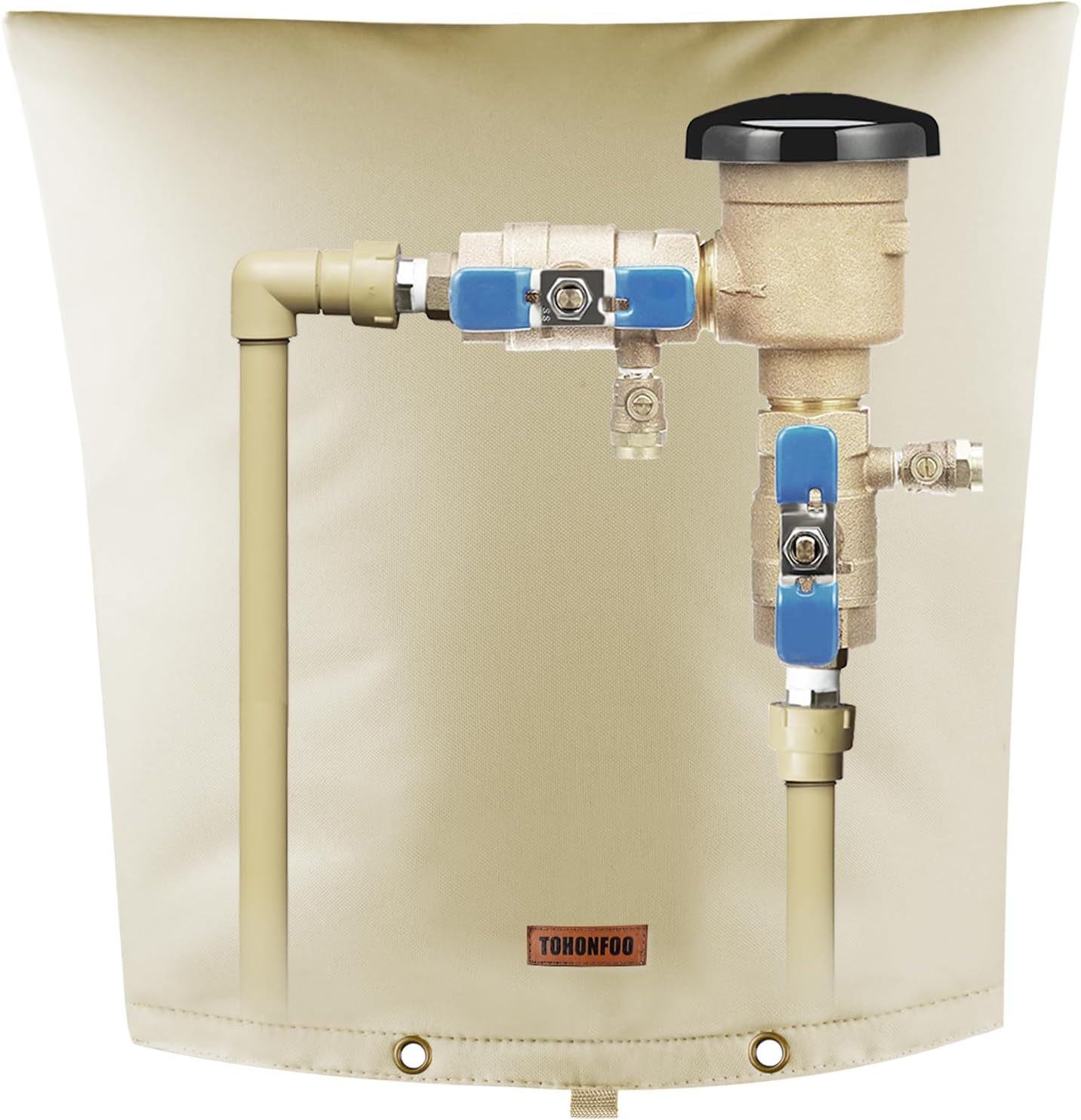 Backflow Preventer Pipe Insulation Cover (5°F) - Irrigation Sprinkler Valve Insulated Pouch - Water Well Pump Cover - Sturdy 5 Layers for Winter Freeze Protection, 30" W x 30" H, Beige