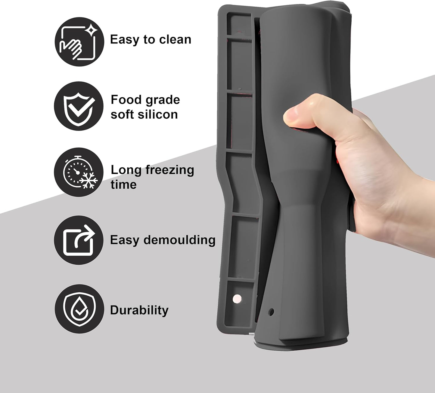 Ice Cube Tray for Tumbler, 1 Pcs Silicone Hollow Cylinder Ice Mold for Freezer, Ice Drink, Juice, Cocktail, Compatible with 40Oz Tumbler (BLACK)