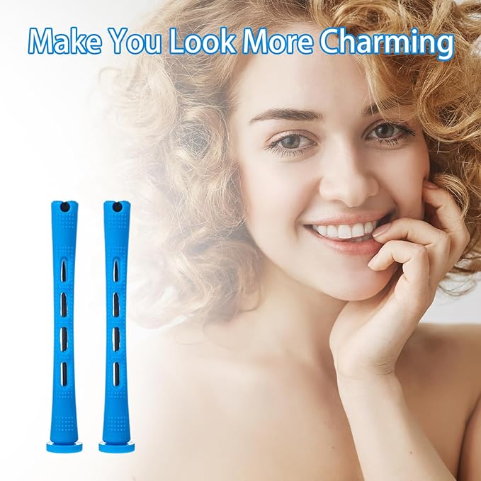 60Pcs Perm Rods, Perm Rods for Short Hair, Hairs Rollers for Women Plastic Cold Curling Rod Wave Hairing Roller with Clip, Perms Papers Heatless for Natural Hair Long Short Hairing Styling Tool