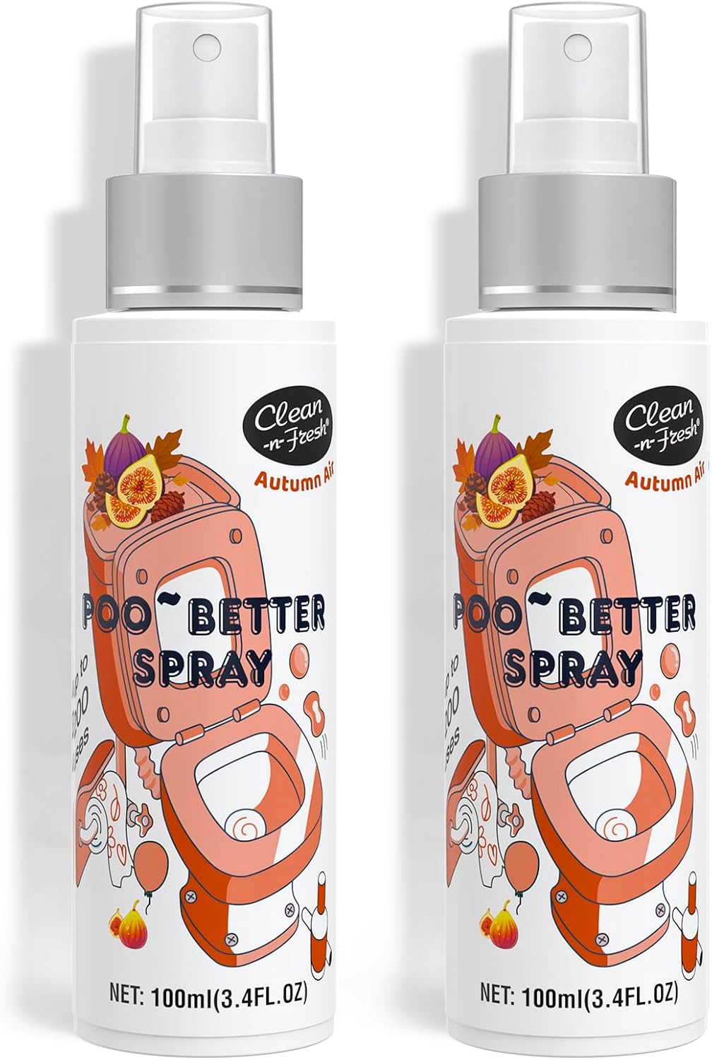 Clean-n-Fresh Toilet Spray, Autumn Air, Bathroom Odor Deodorizer, Air Fresheners for Home and Work, 6.8 Fl.Oz, Up to 400+ Uses