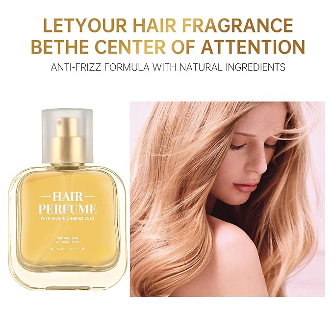 Hair Perfume, Pheromone Hair Perfume for Women, 50ml Travel Size Hair Fragrance Odors Remove and Nourishing Hair, Premium and Long-lasting Scent, 1.75 Fl. Oz (yellow)