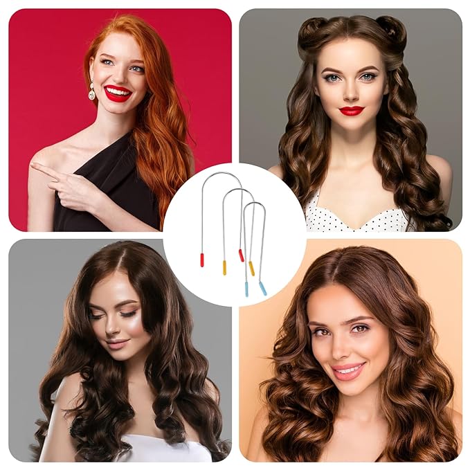 Jeffdad 20Pcs Hot Curler Clips Replacement Kit, 3 Sizes Hair Curler Clips Portable Travel Hot Roller Securing Pins for Suitable for 1¼”,1", ¾ " Inch Rollers