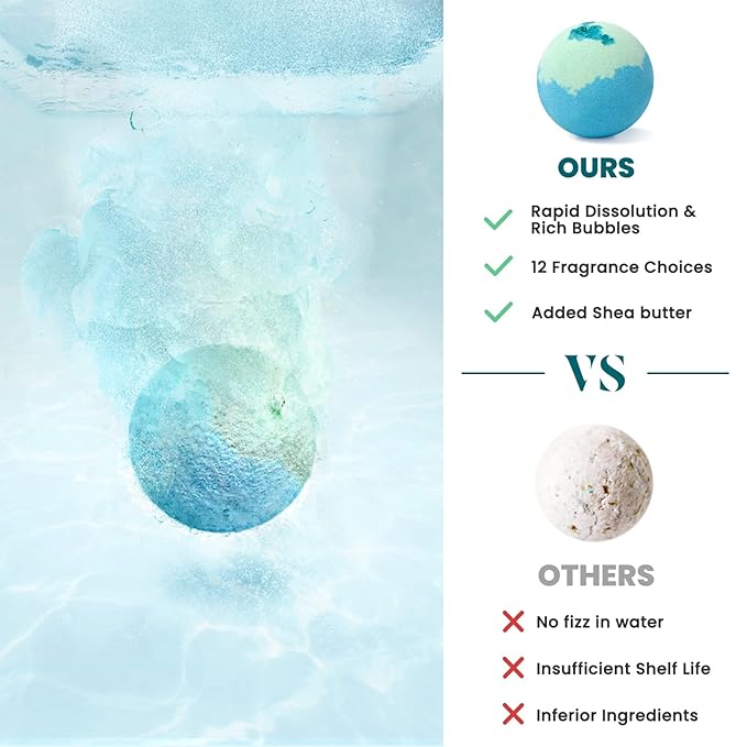 Bath Bombs for Women, 12pcs Handmade Natural Bath Bomb, Stocking Stuffers, Mothers Day Presents for Mom, Bath Bomb with Shea Butter, Valentines Day Gifts for Her and Him