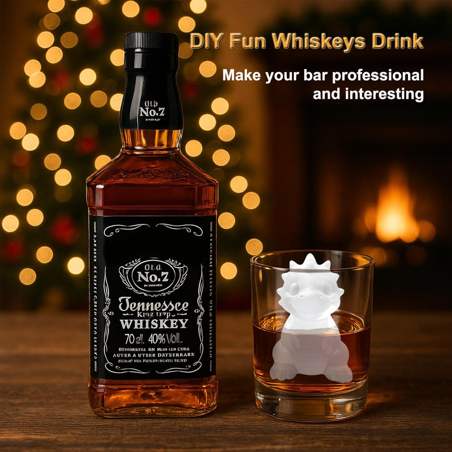 3D Dinosaur Ice Cube Silicone Molds Tray for Whiskey, Cocktail, Drink Decor, Bar; Rich Details. Cute Dragon Gifts for Women Kids Girls Boys, Fun Animal Shape Soap Epoxy Resign Mold; 2 Pack