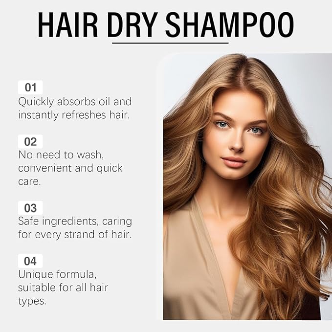 Hair Dry Shampoo for Women, Instantly Fresh Volumizing Hair Dry Shampoo, Instantly Absorbs Excess Oil, Volumizing for All Hair Types, Refreshing And Non-Greasy