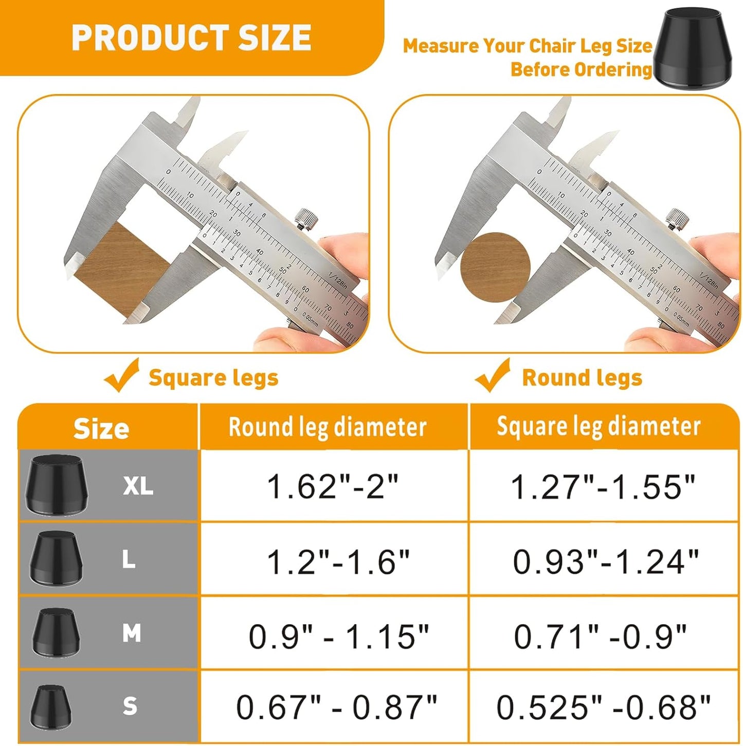 Furniture Sliders,24 PCS Chair Leg Sliders for Carpet, Furniture Movers Sliders, Carpet Chairs Furniture Glides, Floor Protectors, Carpet Moving Sliders Easily Move.(Black, Round Fit:0.67-0.87")