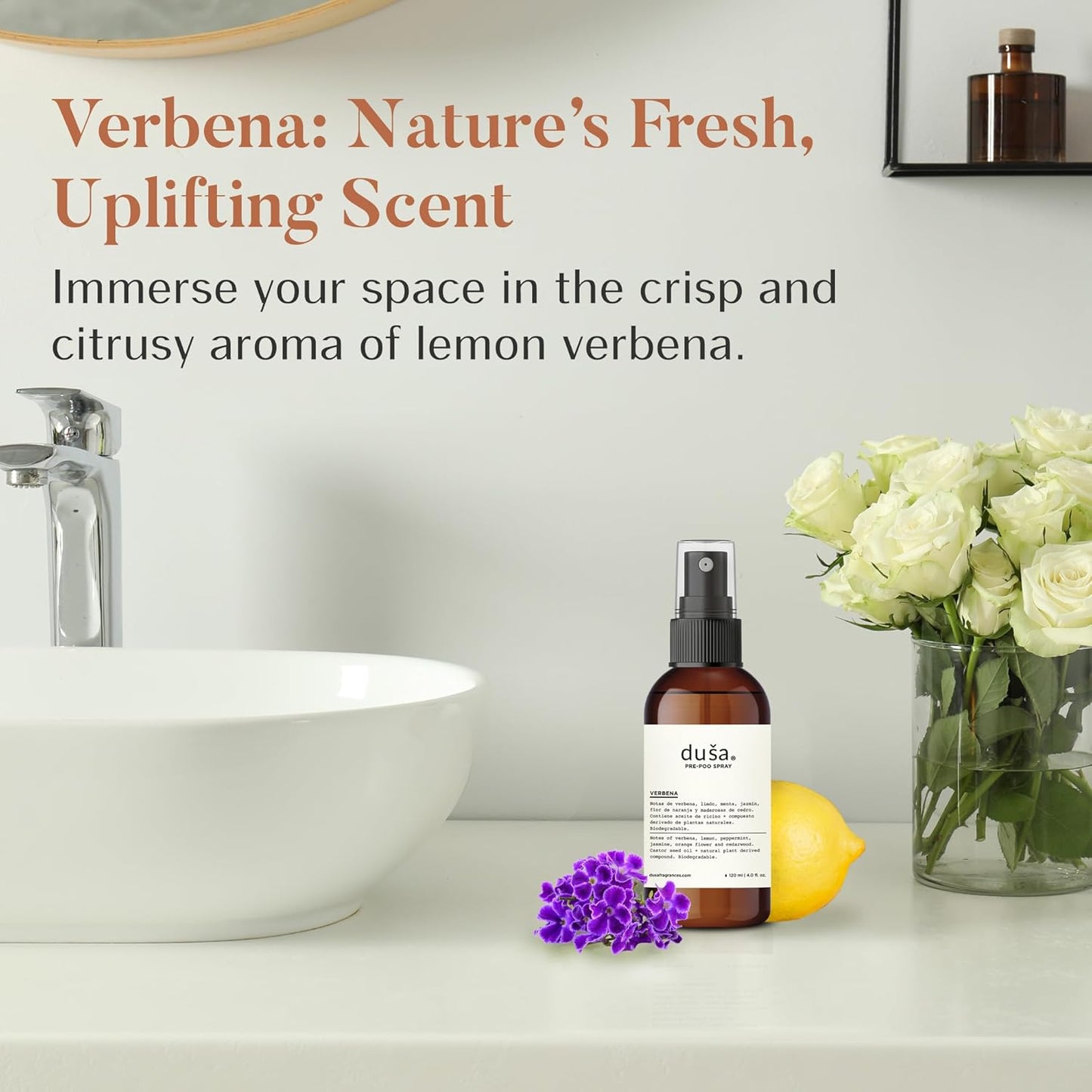 DUSA Bathroom Spray Poo Odor Eliminator 4 oz - Ultimate Toilet Spray and Freshener - Odor Neutralizer with Fresh Scent for Bathrooms and Home Use