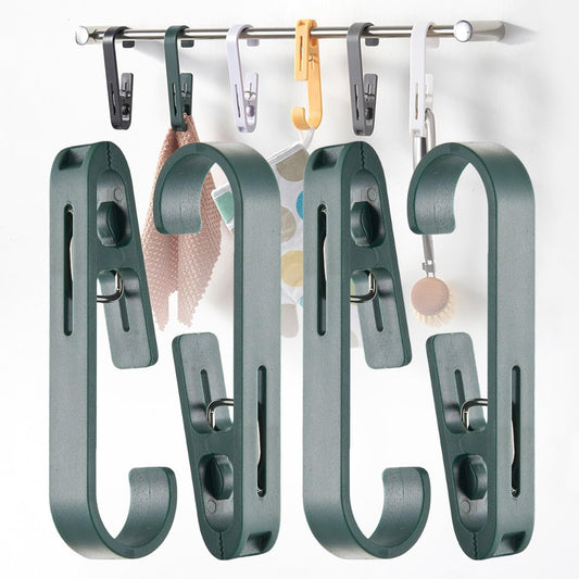 iBetterLife 4Pcs Laundry Hooks with Clips Hanger Heavy Duty Outdoor Clothes Pins, Closet Organizer Single Clamps Hanging Socks Boot Bras Underwear Kids Towels for Bathroom Wardrobe Kitchen Office
