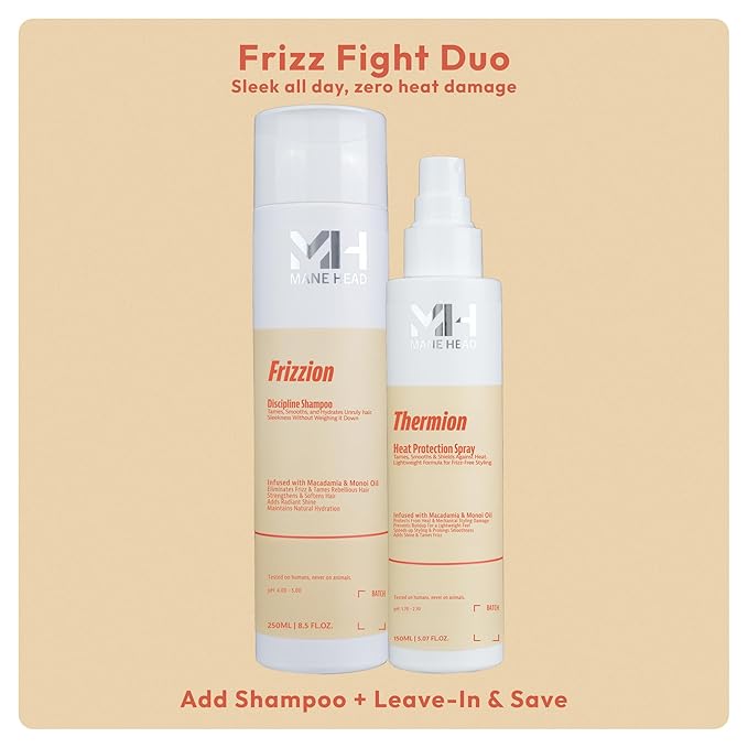 Frizzion Discipline Shampoo for Frizzy Hair 8.5 fl oz - Formula with Monoi & Macadamia Oil - Tames Unruly, Rebellious Hair