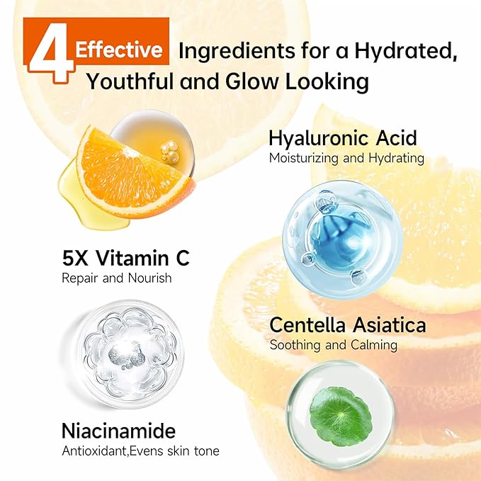 HONKLINK 6-Piece Hydrating Skincare Set with Vitamin C & Niacinamide,Face Care Kit Includes Toner, Faical Serum,Cleanser,Moisturizer, Eye Cream & Body Lotion | Unique Gift for Women