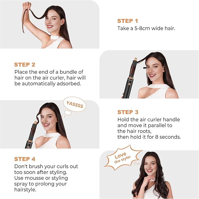 Hair Dryer Brush,6 in 1 Professional Hot Air Styler,Powerful Air Curling Wrap Styler,Negative Ionic Hair Dryer Fast Drying, Multi Hair Stylerfor Curling Volumizing Straightening Styling