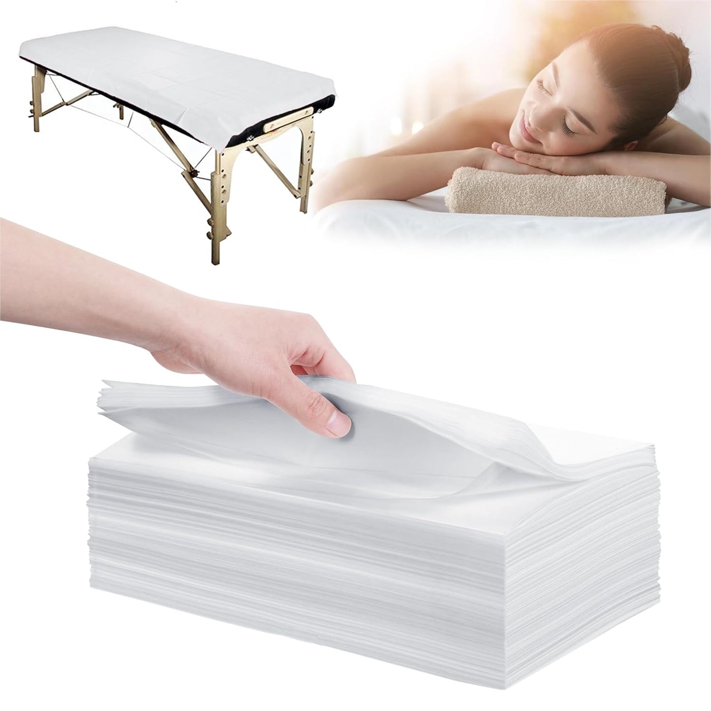 31" x 71" Disposable Bed Sheets for Massage Table Waterproof Massage Table Sheet Soft Non Woven Fabric SPA Bed Cover Breathable for Massage Beauty Tattoos 50PCS (White)