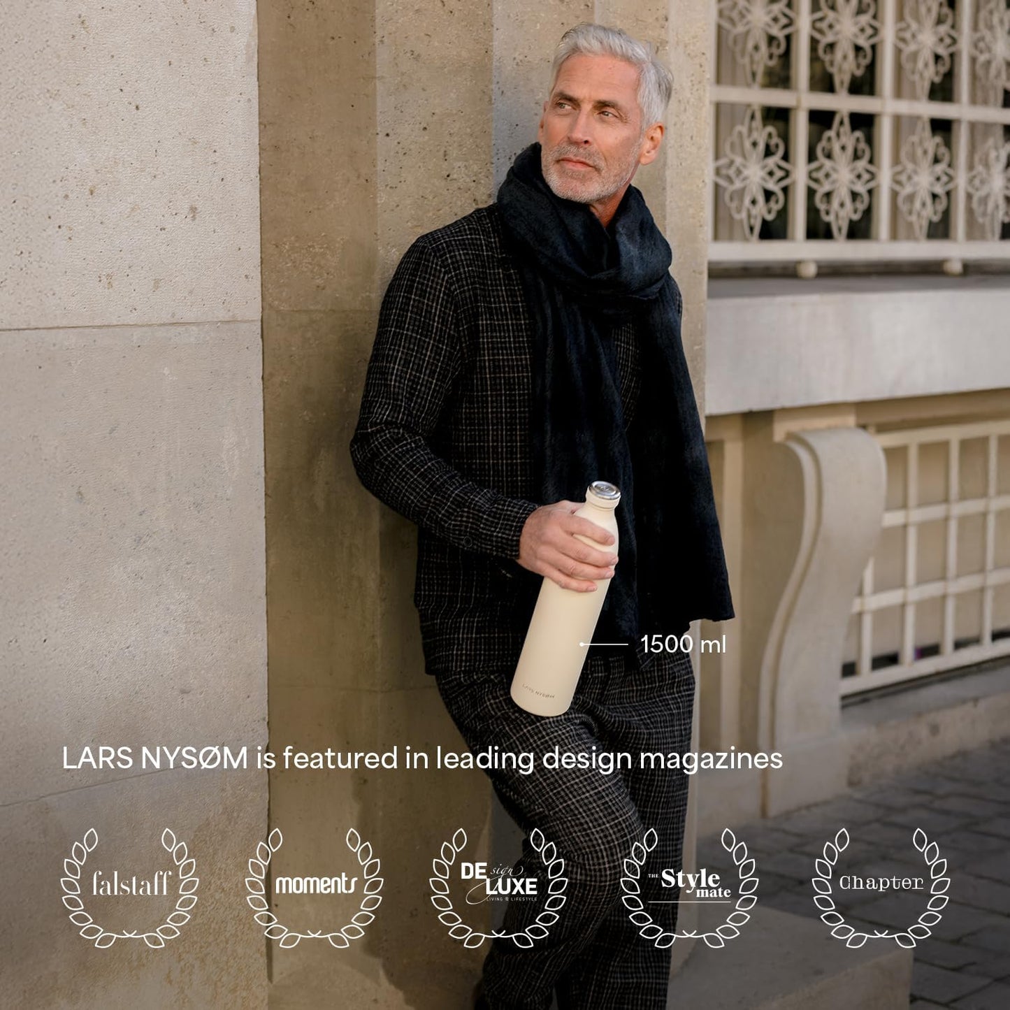 LARS NYSØM Stainless Steel Insulated Water Bottle 12oz 17oz 25oz 34oz 51oz | Insulated Thermo Flask for Hot and Cold Beverages | Leakproof Drinking Bottle (Blush Rose, 25.4oz)