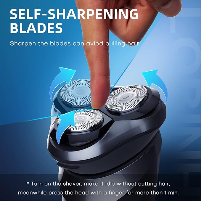 Men's 3D Waterproof Electric Shaver, Wet & Dry, Cordless Rotary Razor, Pop-up Trimmer, 1 Hour Fast Charge, 4D Floating Head