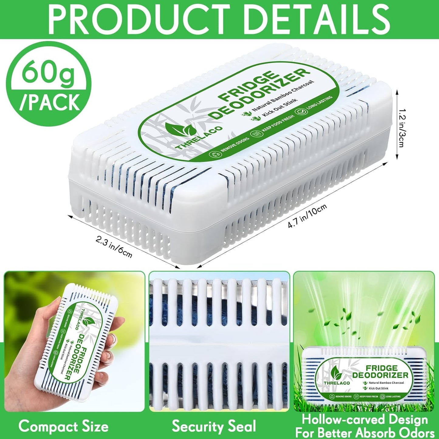 15 Pack Refrigerator Deodorizer Activated Charcoal Fridge Deodorizer Odor Eliminator for Refrigerators Wardrobe Closet Car Coolers and Basement