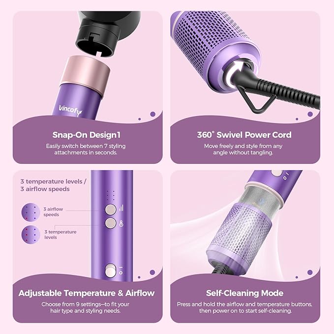 High-Speed Hair Dryer Brush – 7 in 1 Hot Air Styler with 1500W Motor & Powerful Airflow – Fast Drying, Curling, Straightening & Volumizing – Ionic Care for All Hair Types – Mavue