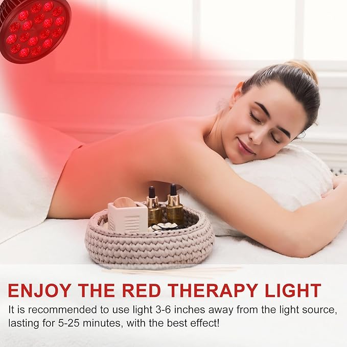 Red Light Therapy Bulb, 18 LEDs Lamp for Body and Face with 660nm Red and 850nm Infrared Light Therapy Device for Skin Care Pain Relief Suitable E26 Socket-Only Bulb