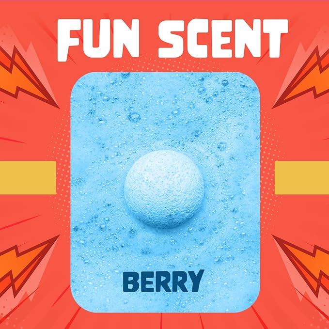 Superhero Bath Bombs for Kids & Boys with Surprise Hero Toys Inside (1 Pack) - Large Bubble Bomb for Boys & Girls - Gift for Children & Boo Basket Stuffer for Boys - USA Made by Two Sisters