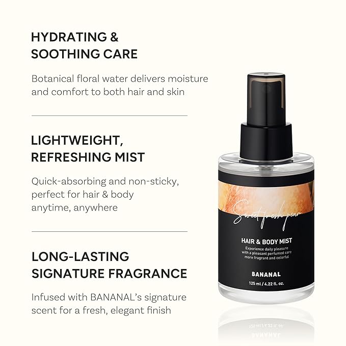 Korean Hair & Body Mist – Botanical Waters & 17 Amino Acids – Sulfate, Paraben & Silicone-Free – Sweet Fresh Pear, 125ml / 4.22 fl oz