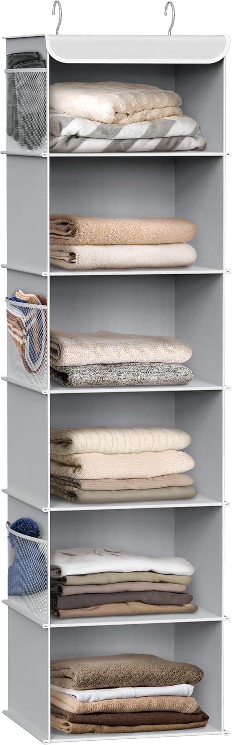 Simple Houseware 6 Shelf Hanging Closet Organizer, Gray