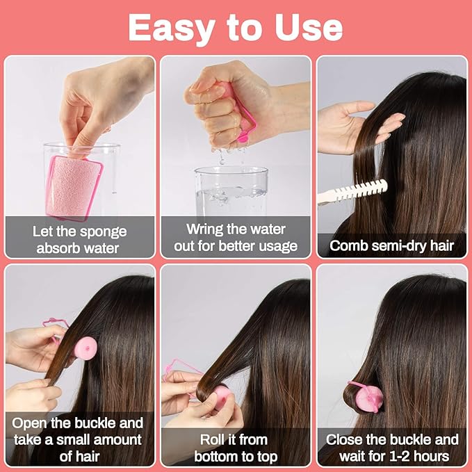MAQIHAN 56PCS Foam Hair Rollers - 0.59 Inch Sponge Rollers for Heatless Hair Curler for Short/Long Hair Sleep rolos para cabello Small Sponge Curlers Soft Sleeping Thin Tight Curl Overnight rulos