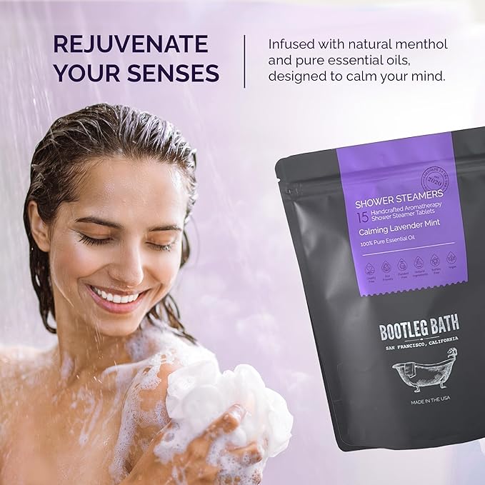 Shower Steamers Aromatherapy Lavender 15 Pack, 100% Pure Essential Oil, All Natural, for Men and Women, Made in USA