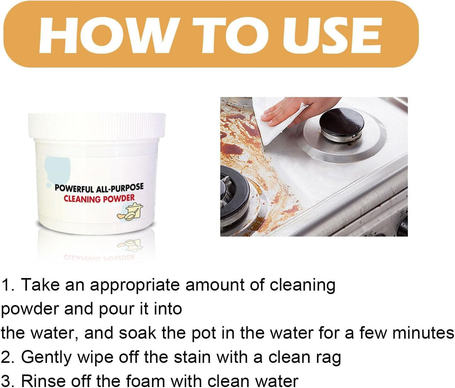 Kitchen Foam Rust Remover, Instant Cleaning Powder, Multi-Purpose Cleaner Remover All-Purpose Powder