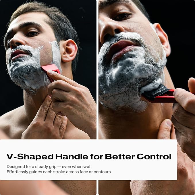 HYPE X1 Safety Razor Custom Pro Set - Magnetic Comfort (C), Sensitive (S) & Ultra-Close (UC) Shave Settings, 20 Non-Proprietary Blades - Single Blade Gentle Shaving Razors For Men and Women - Red