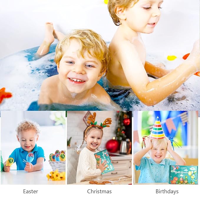 Bath Bombs for Kids - XL Dino Eggs Bath Bomb with Surprise Toys Inside, Kids Bath Bomb Gift Set, Natural Bubble Bath, Dinosaur Bathbombs Birthday Gift for Boys Girls