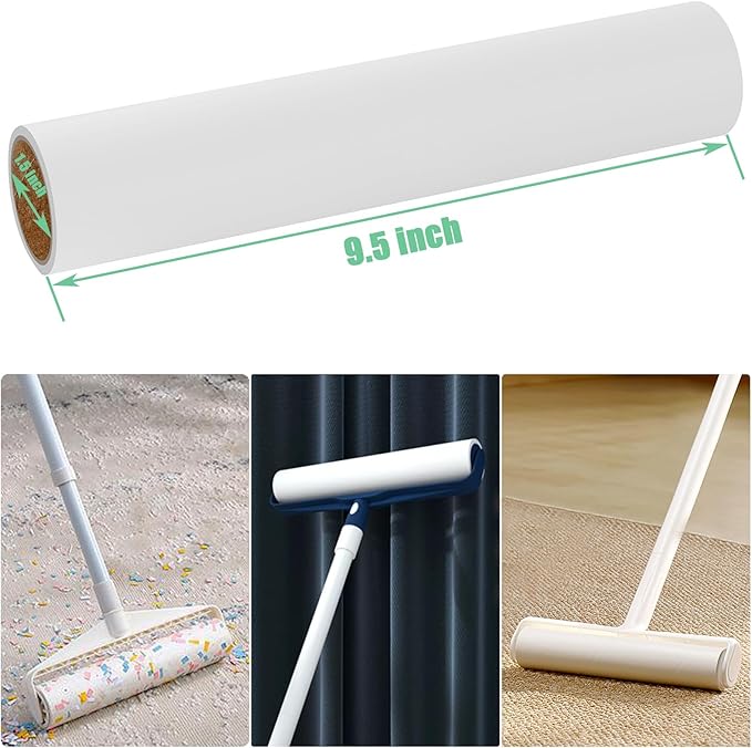 9.5 inch Lint Roller Refills Only, Fit for 9.4/9.45/9.5 inch Large Lint Rollers for Floor Carpet Couch, Extra Sticky Pet Hair Lint Roller Refill 5 Pack, Total 300 Sheets (9.5'' Wide)
