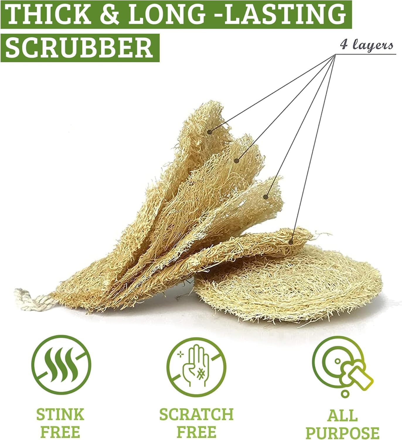 Natural Loofah Dish Sponge (Pack 15) - Vegetable Scrubber for Kitchen -100% Biodegradable Compostable Dishwashing Scouring Pad, Zero Waste Plastic Free Eco Friendly Sustainable