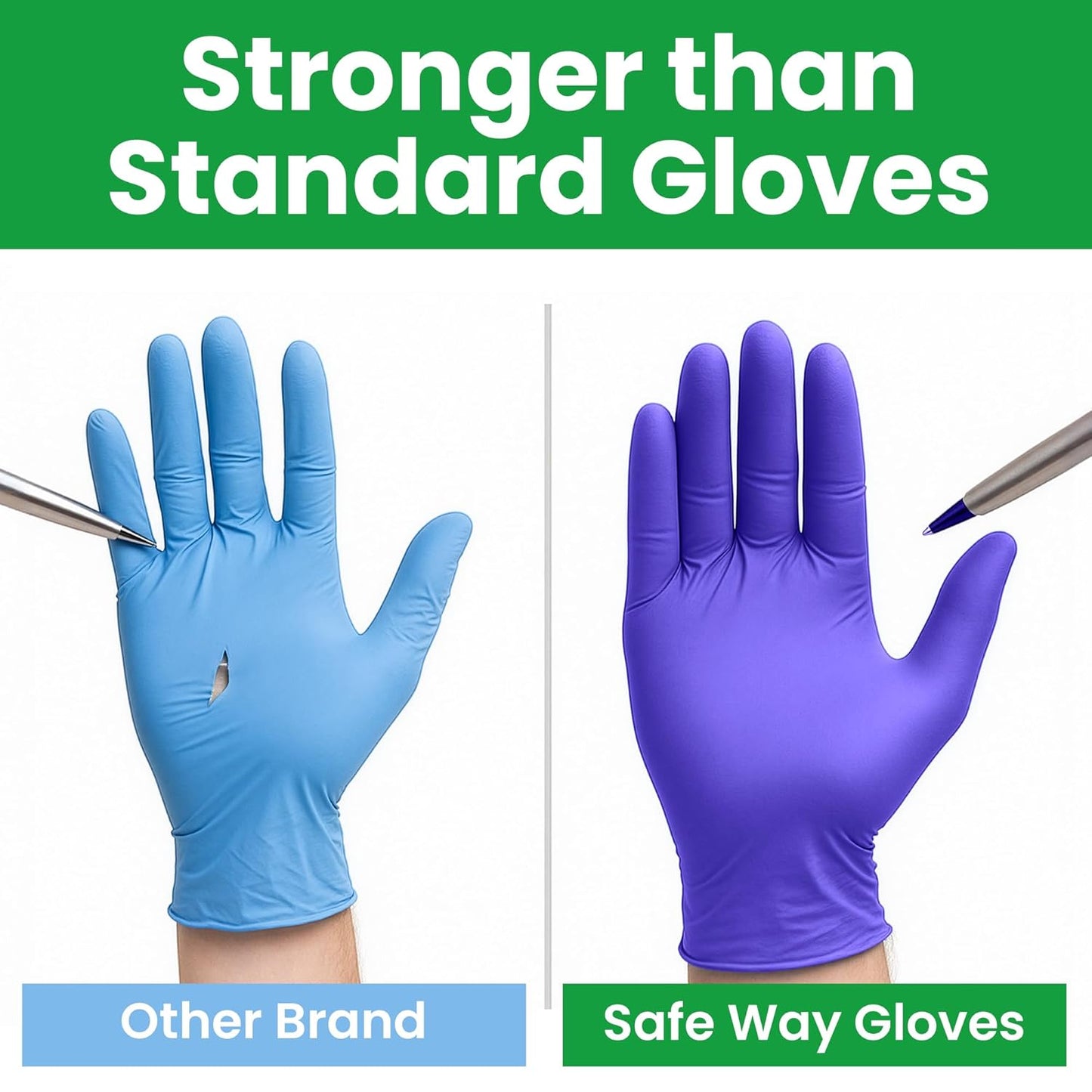 SafeWay Nitrile Disposable Gloves — Multi-Purpose Powder-Free, Non-Latex, Medical Use, and Textured Fingertips for Food Prep, Cleaning, Tattoo, Nursing, Lab, Examination, & More — (8000pcs, X-Large)