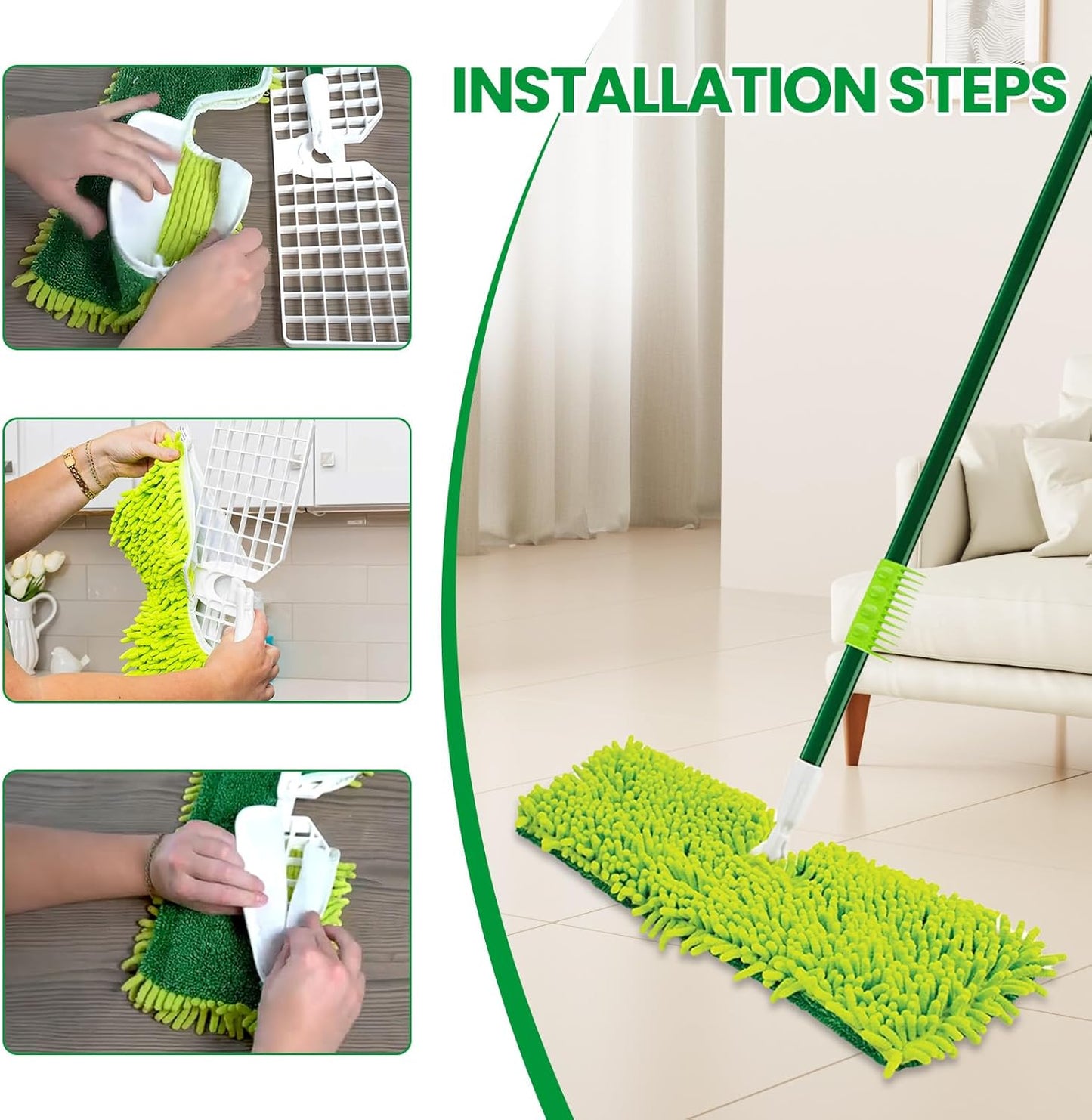 3 Pack Mop Head Replacement for Libman 18" 2-Sided Microfiber Dust Mop, Washable & Reusable Mop Pad Refills for Libman Flat Mop for Indoor & Outdoor Flooring, Bedrooms, Kitchens, Living Rooms