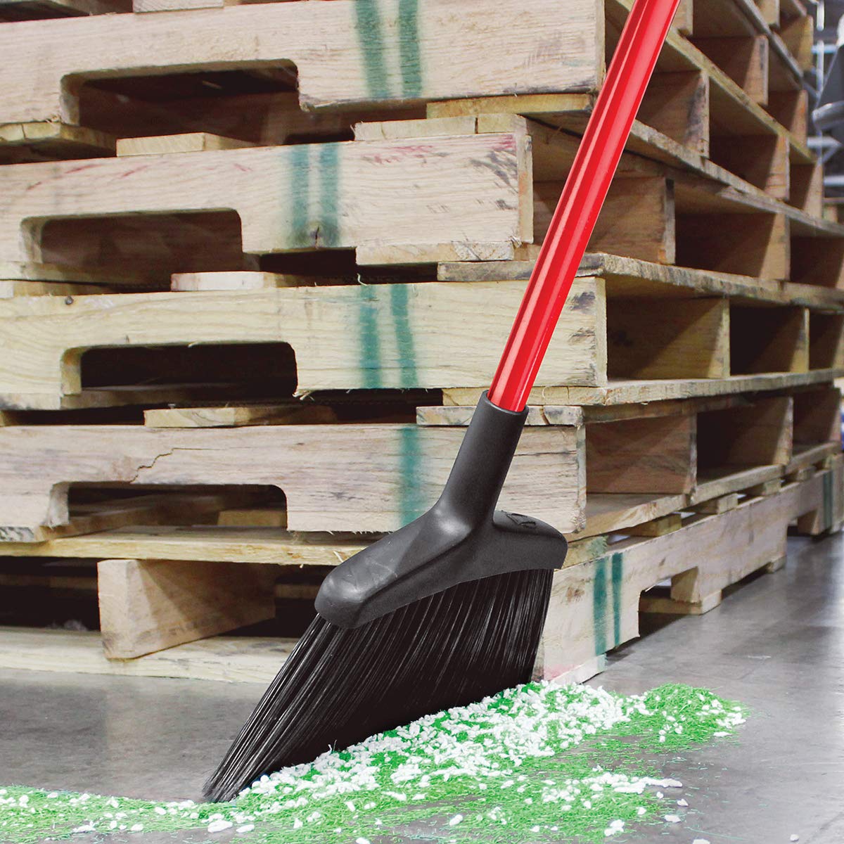 Libman Commercial 997 Wide Commercial Angle Broom, 55" Length, 15" Width, Black/Red (Pack of 6)