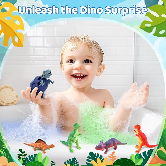 Bath Bombs for Kids with Surprise Toys Inside - 16 Pack Organic Dinosaur Bath Bombs Gift Set, Dinosaur Toys for Kid 3 4 5 6 7 8 9 Years, Bubble Bath Toys, Christmas Gifts, Stocking Stuffers for Kids