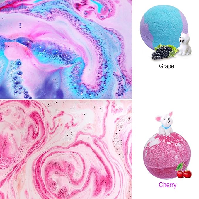 3.5 oz XL Bath Bombs for Kids with Puppy Toys Inside Kids Bath Bombs Organic Bubble Bath Fizzies Colorful Bomb 12 Pcs Set Birthday/Christmas Surprise Gift for Girls & Boys
