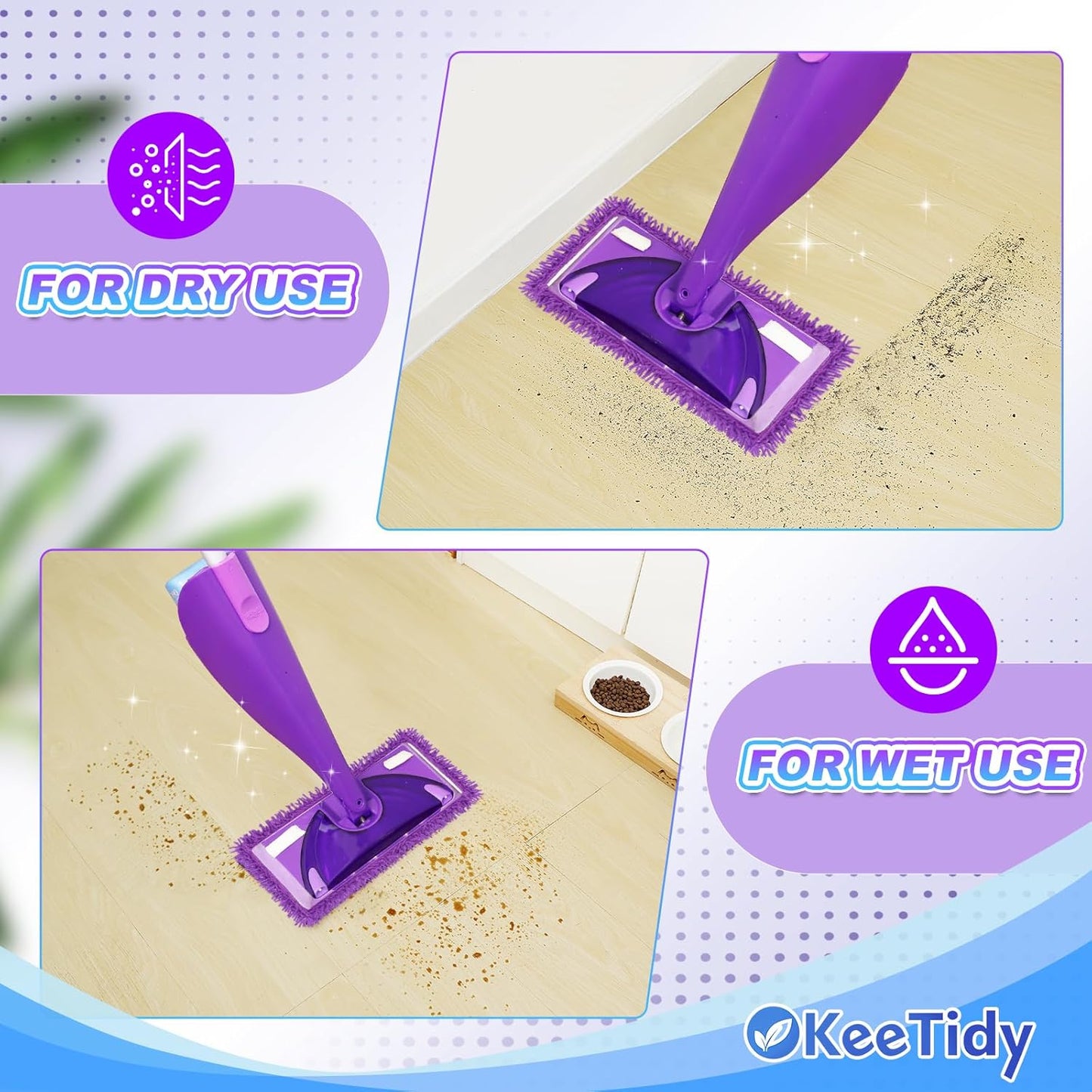 Reusable Mop Pads Compatible with Swiffer Wet Jet Mop Refills Microfiber Mopping Pads Wet & Dry Use Mop Replacement Pad for Swiffer Wetjet Cleaning Supplies 5 Pack