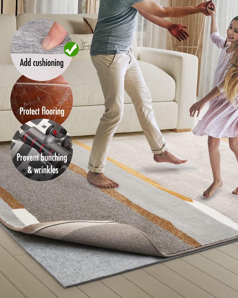 Non Slip Rug Pad Gripper - 2.6x18 Feet 1/8” Extra Thick Felt Under Rug for Runner Rugs and Hardwood Floors,Super Cushioned Non Skid Carpet Padding