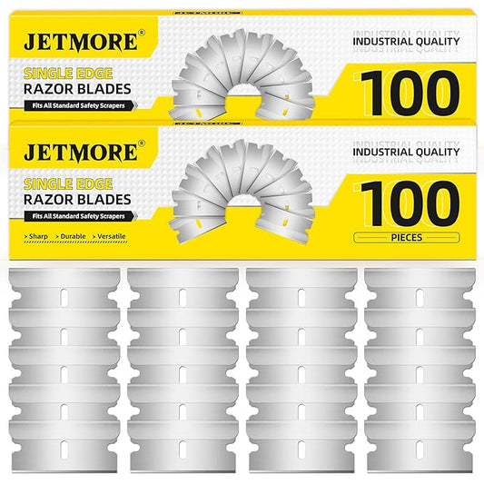 200 Pack Single Edge Razor Blades, Sharp Razor Blades Individually Wrapped, Razor Refills Fit Standard 1.5" Scraper, Utility Blades for Stickers, Glue, Labels, Adhesive Residue Cleaning