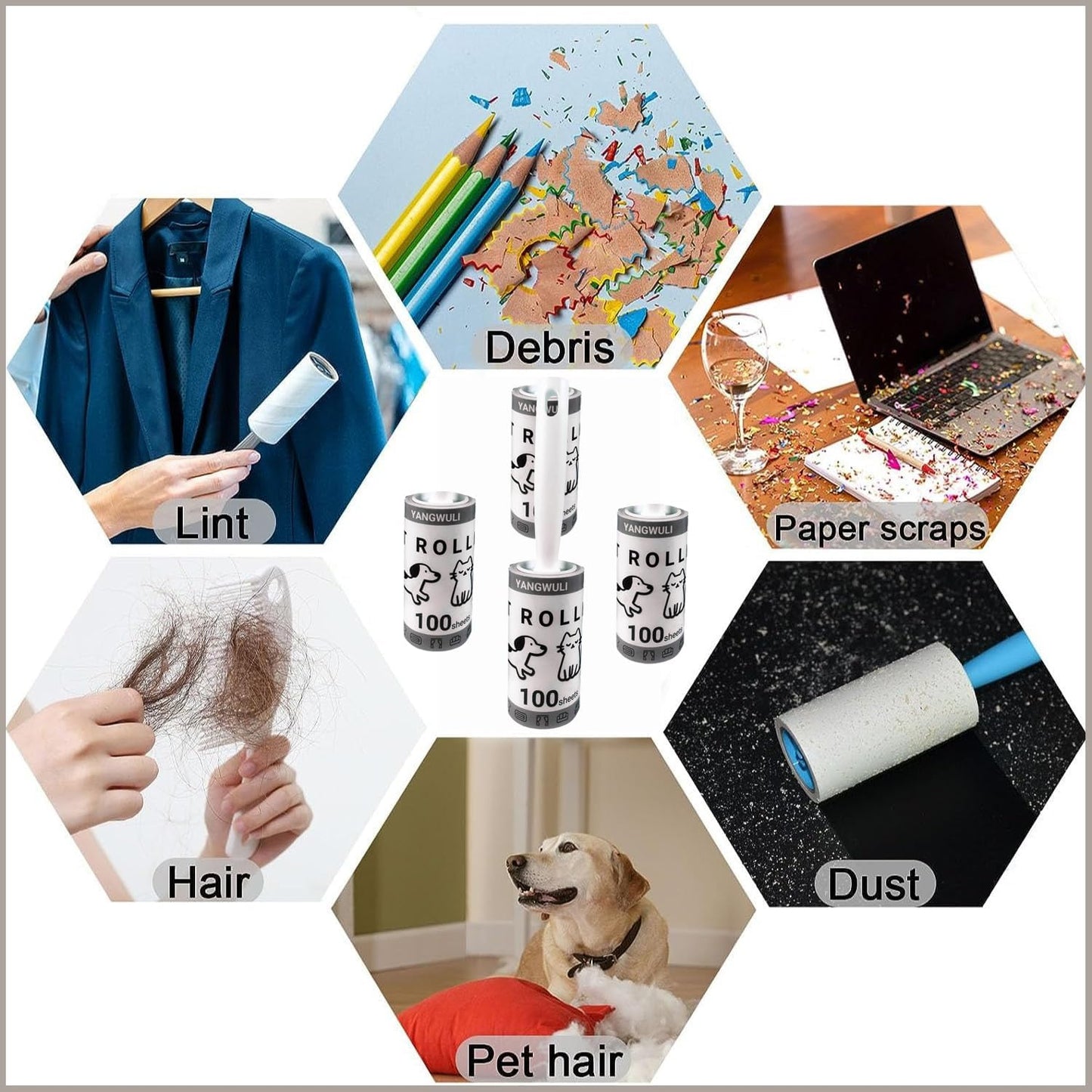 Lint Rollers for Pet Hair Extra Sticky, 400 Sheets Mega Value ，Clothing Hair Remover, Dog and Cat Hair Remover, Sofa Hair Roller, Hair Remover for Clothes, Furniture, and Carpets