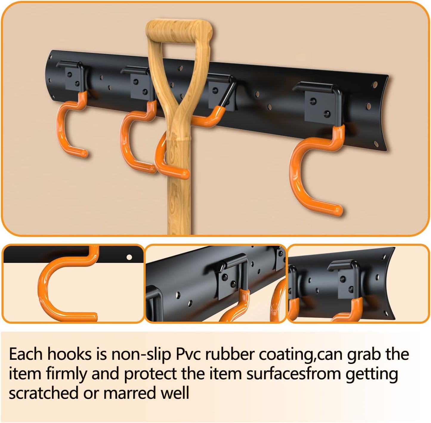 3-H 24×16" All Metal Garden Tool Organizer, Garage Tool Organizer, Broom Holder Wall Mount for Garage, Shed, Garden, Basement Hanging and Organizing Rake, Mop, Shovel, Hose