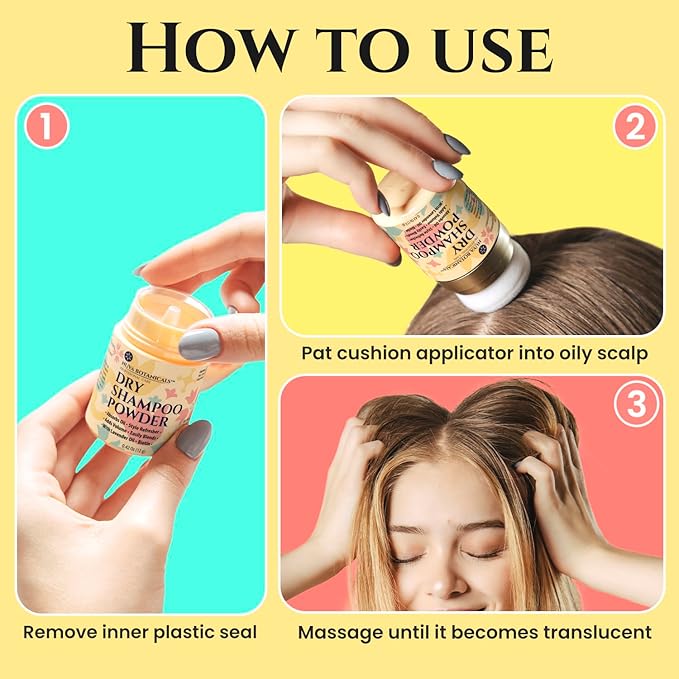 Non Aerosol Dry Shampoo Powder with Biotin - Lavender Extract and Korean Ginseng - Volumizing Travel Size (0.42 oz, 2 Pack) - Gifts for Her