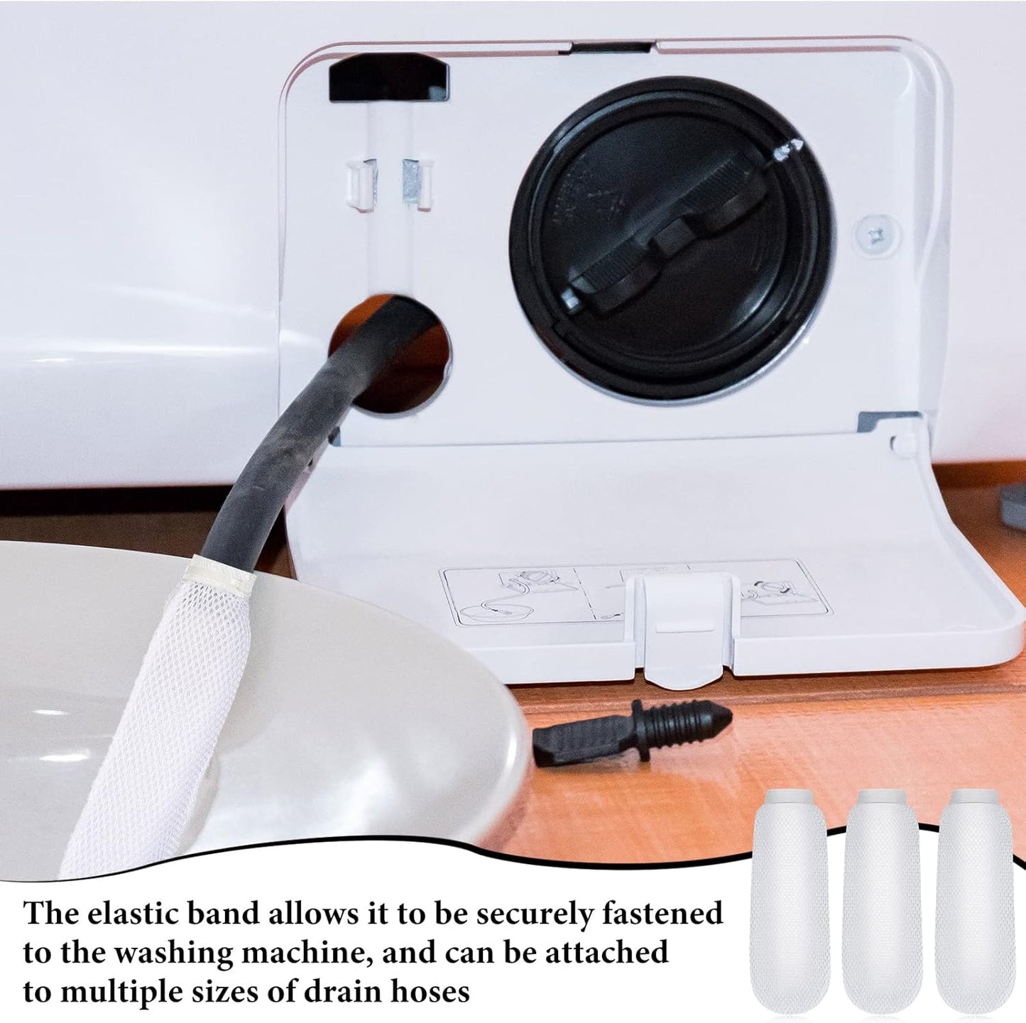 LEIFIDE 10 Pieces Lint Traps for Washing Machine Hose and Cable Ties Set Laundry Lint Catcher Nylon Mesh Trap for Washer Hose Fits Most Washing Machines, White