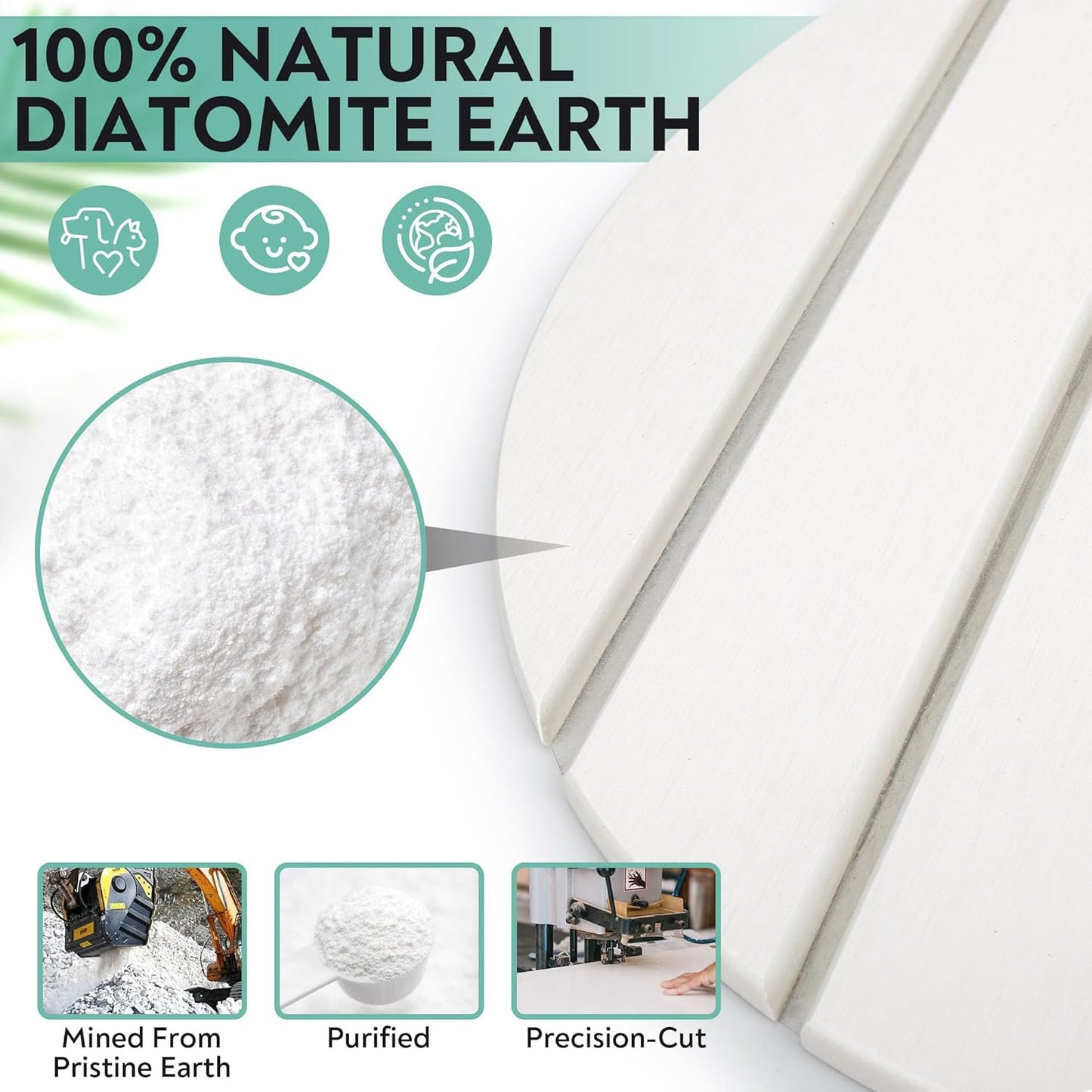 Large Stone Drying Mat for Kitchen Counter, 24x16 Foldable Self Stone Dish Drying Mat, Absorbent Food Grade Diatomaceous Earth Dish Dry Mats for Sink Bathtub